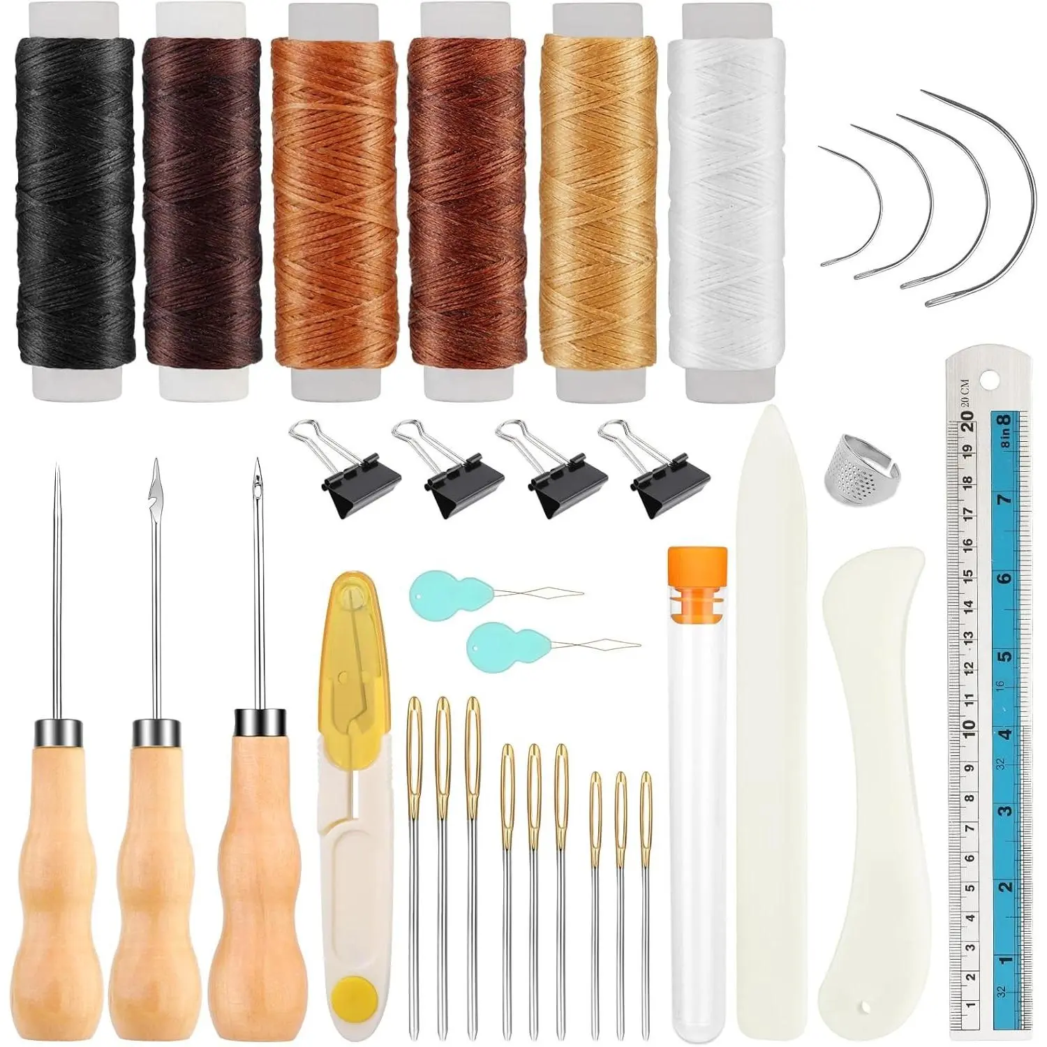 Book Binding Kit, Book Making Kit with Bone Folder Tool, Awl Tool, Waxed Thread and Bookbinding Needles for DIY Bookbinding Crafts and Paper Crafting