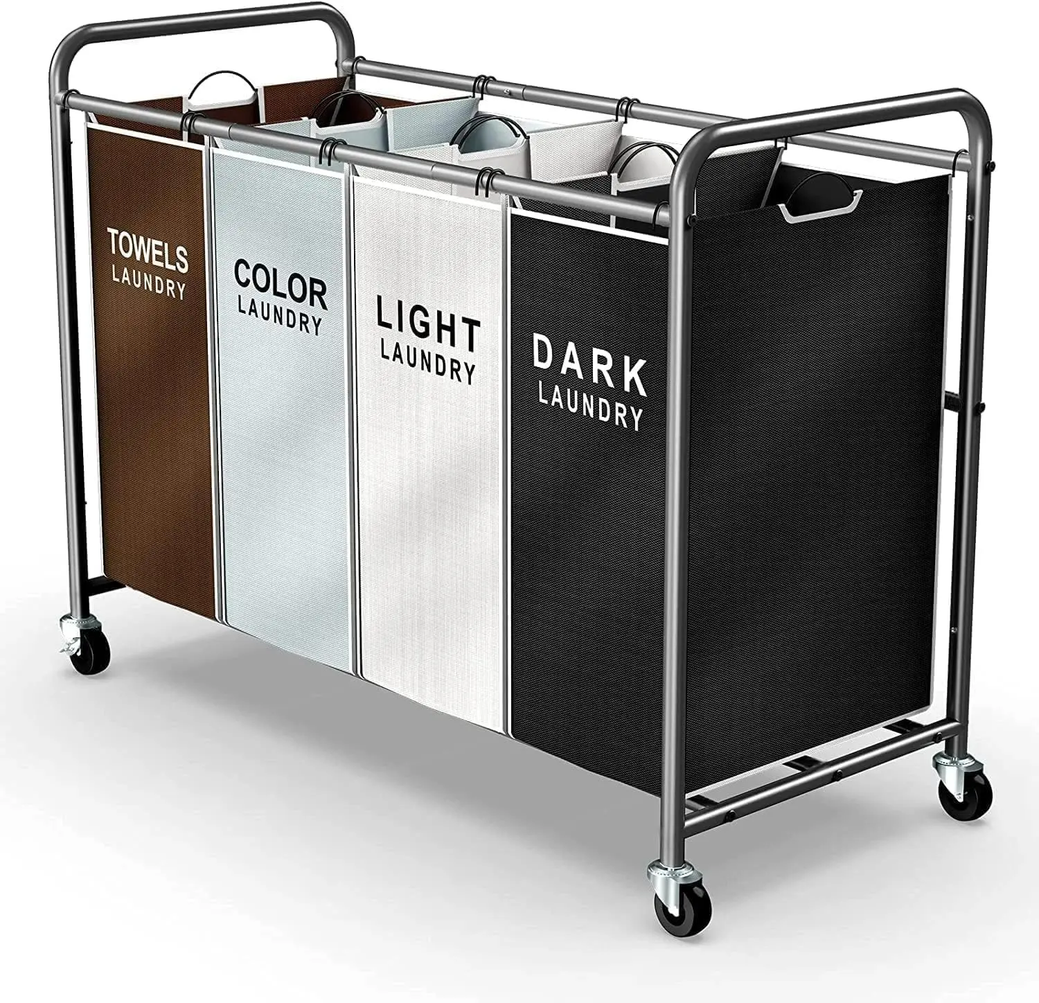 Laundry Hamper Sorter Cart - 4-Section Compact Cart Sorting Utility Organizer for Daily Laundry with Lock Wheels