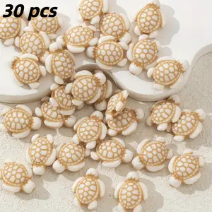 30pcs Vintage Turtle Beads DIY Fashion Jewelry Accessories, Tan Small Turtle Decorative Beads, Beads & Bead Craft Supplies