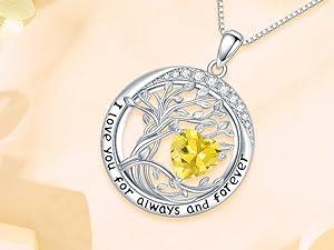 TOUPOP Valenitnes Day Gifts, Tree of Life Birthstone Necklaces for Women, White Gold Gold Plated 925 Sterling Silver Celtic Jewelry Austrian Crystal Pendant Necklace, Anniversary Wedding Jewelry Irish Birthday Gifts TOUPOP Valenitnes Day Gifts, Tree of Life Birthstone Necklaces for Women, White Gold Gold Plated 925 Sterling Silver Celtic Jewelry Austrian Crystal Pendant Necklace, Anniversary Wedding Jewelry Irish Birthday Gifts