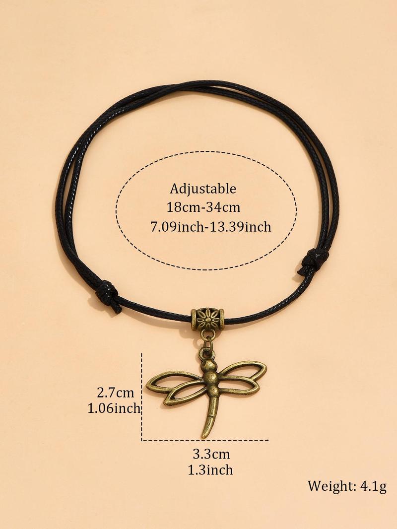 Vintage Dragonfly Design Pendants Anklet, 2024 New Style Fashionable Boho Style Beads Anklet for Women & Girls, Fashion Accessories for Summer Vacation Beach Wear, Jewelry