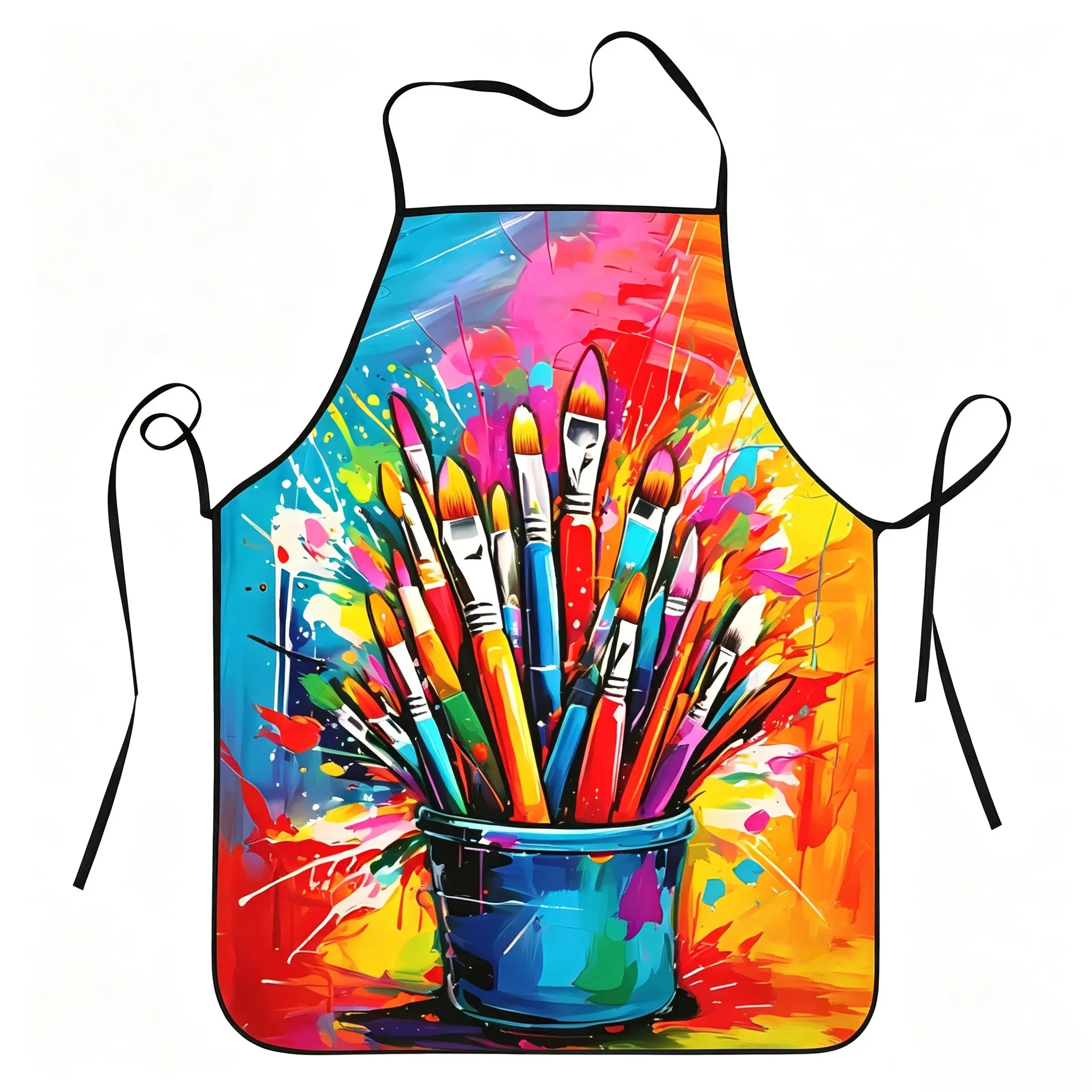 Vibrant Spray Paint Bucket Waterproof Apron, Colorful Graffiti Artist Print, Bright Rainbow Art Studio Home Apron, Trim Polyester Fabric