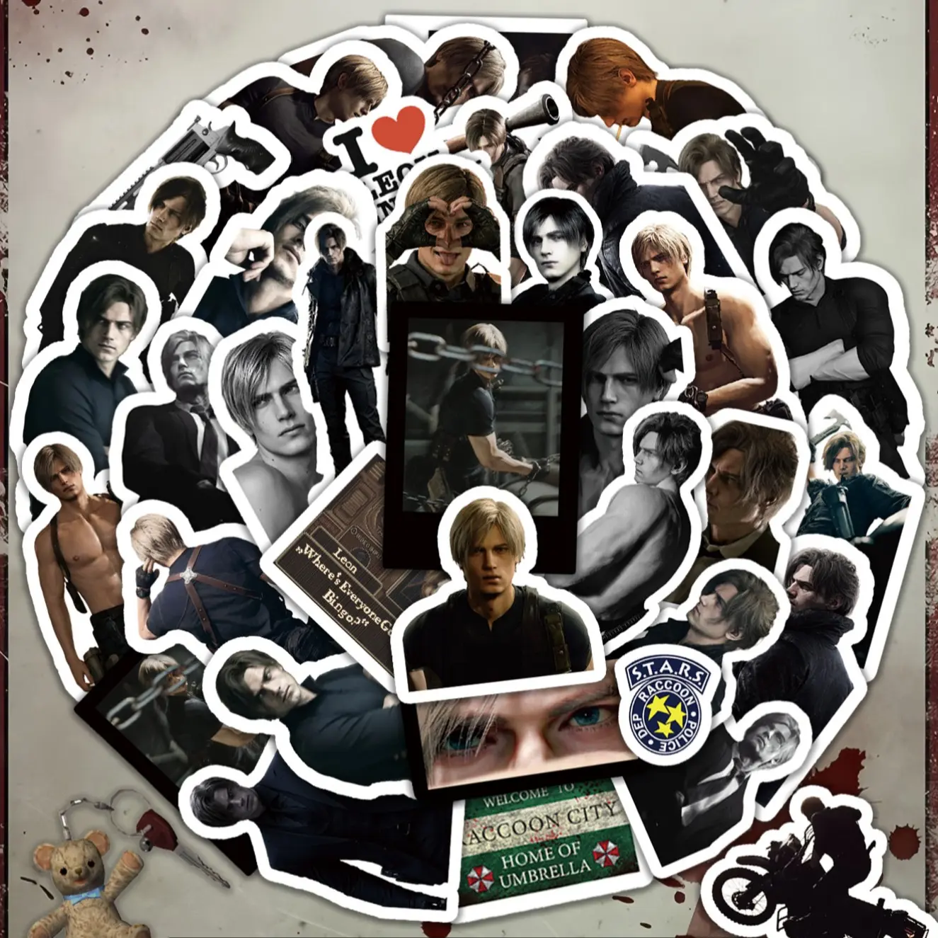 6 Sheets Leon Stickers, Re Stickers, Leon S. Kennedy Stickers, Biohazard Stickers, Game Fan Merchandise, DIY Decorative Stickers