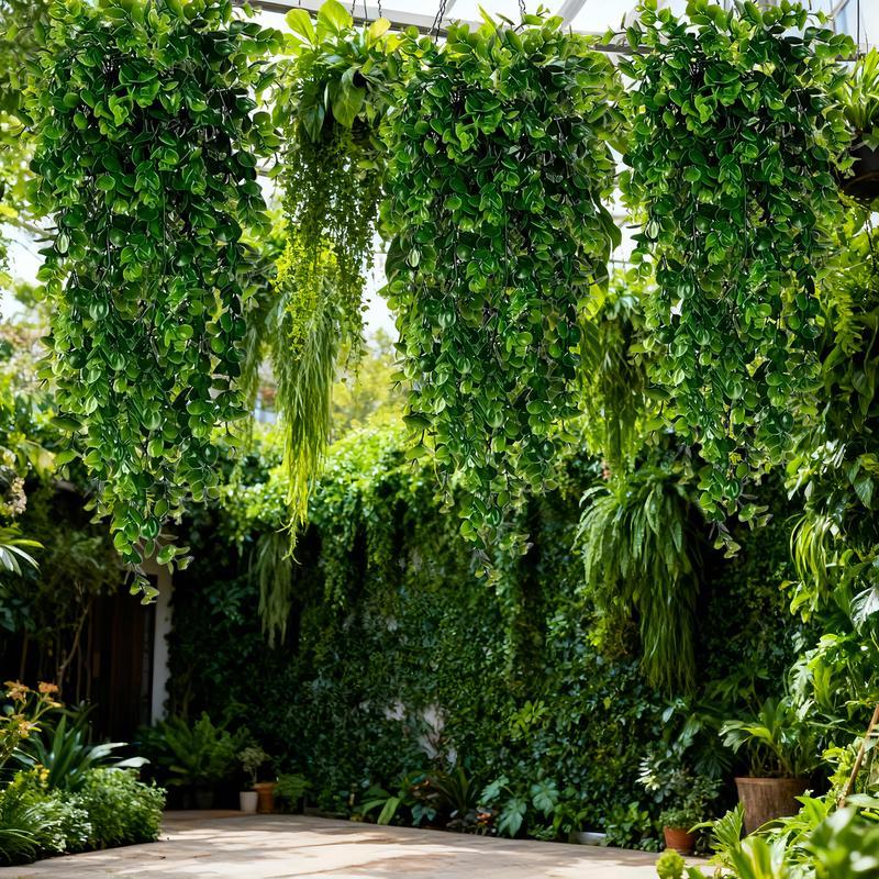 4 realistic artificial ivy vines - UV-resistant artificial hanging green ferns, suitable for indoor and outdoor decoration, wall art, courtyard and porch greening, indoor green decoration | decorative leaves greenery decor