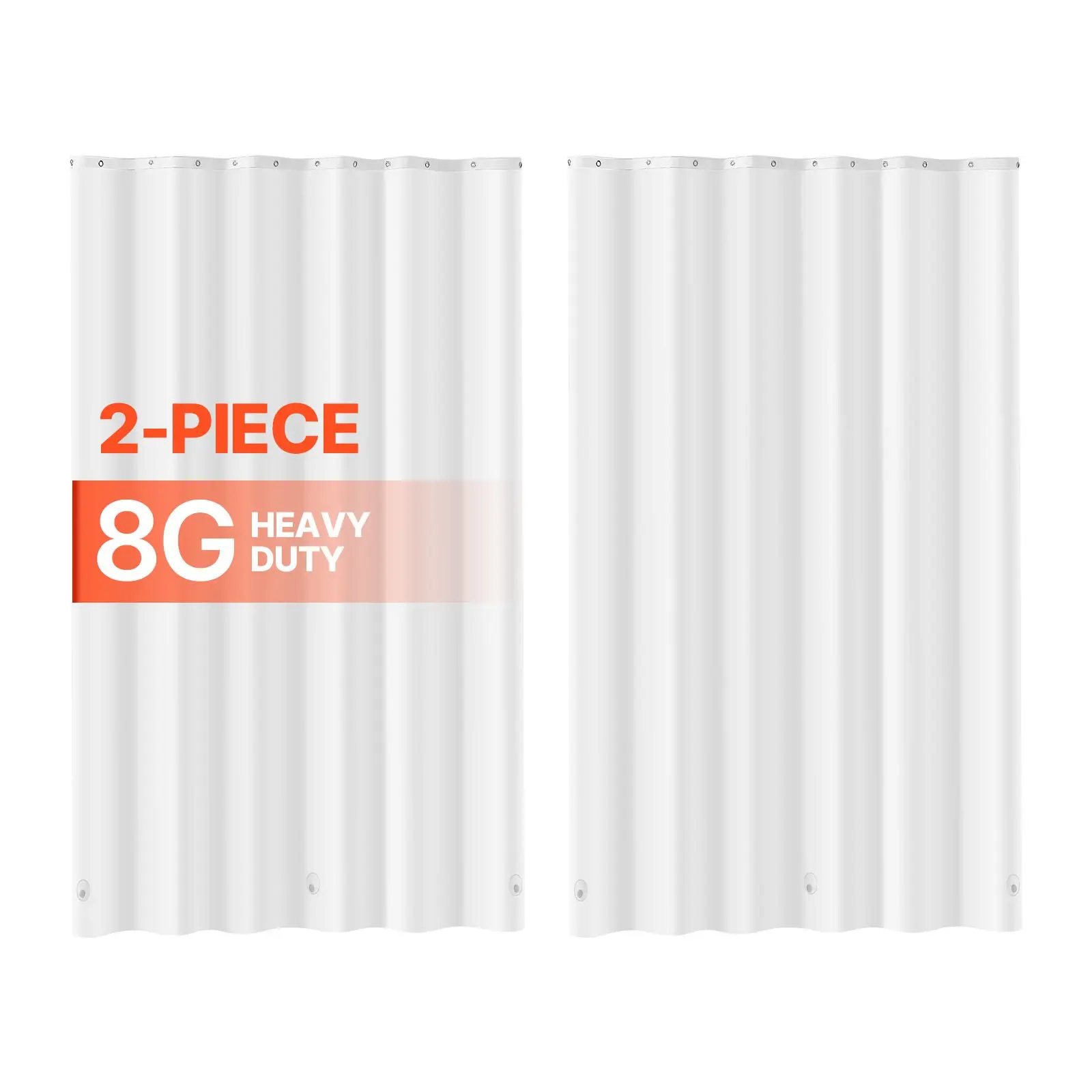 【DealsForYouDays】VEVOR Shower Curtain Liner, 8G Heavy-Duty PEVA Shower Liner, 2-Pack Waterproof Plastic Liners with 3 Magnets and 12 Rust-Resistant Metal Grommet, for Bathroom Showers Bath Tubs, 72x 72 in (White)