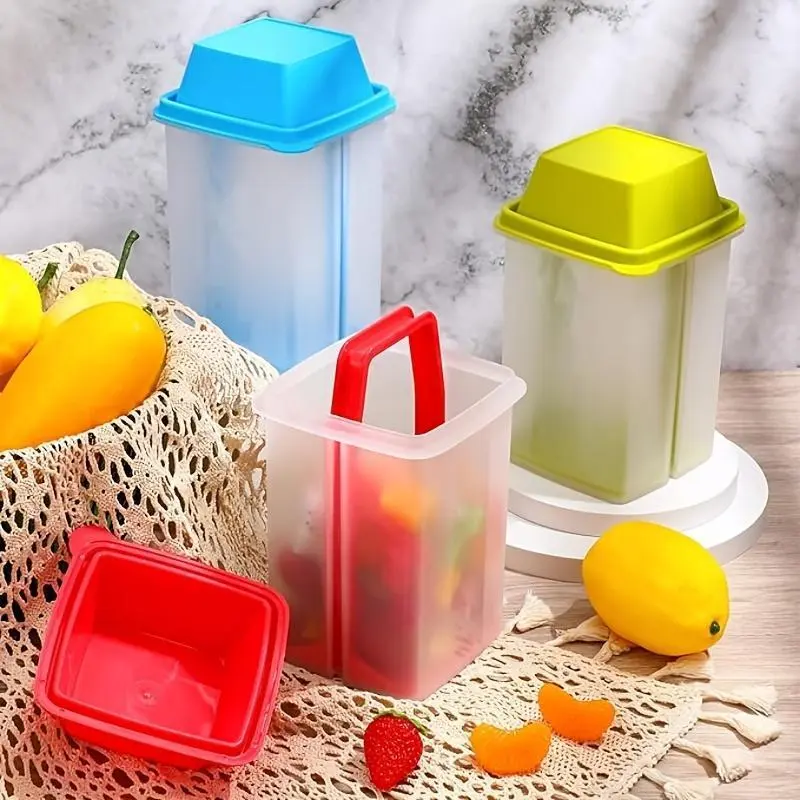 2pcs Plastic Jalapeno & Pickle Storage Containers | Leakproof, Dishwasher Safe, Rectangular Condiment Holders with Easy-Open Flip-Top Lids for Kitchen Organization | Fliptop Lid Design