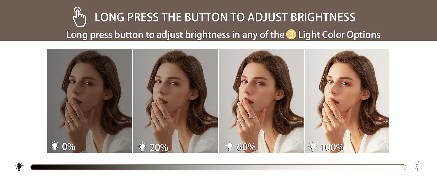 Mirror with Lights, 10" x 12" LED Makeup Mirror, 3 Modes Light, Dimmable, 360 °, Rectangle White Frame