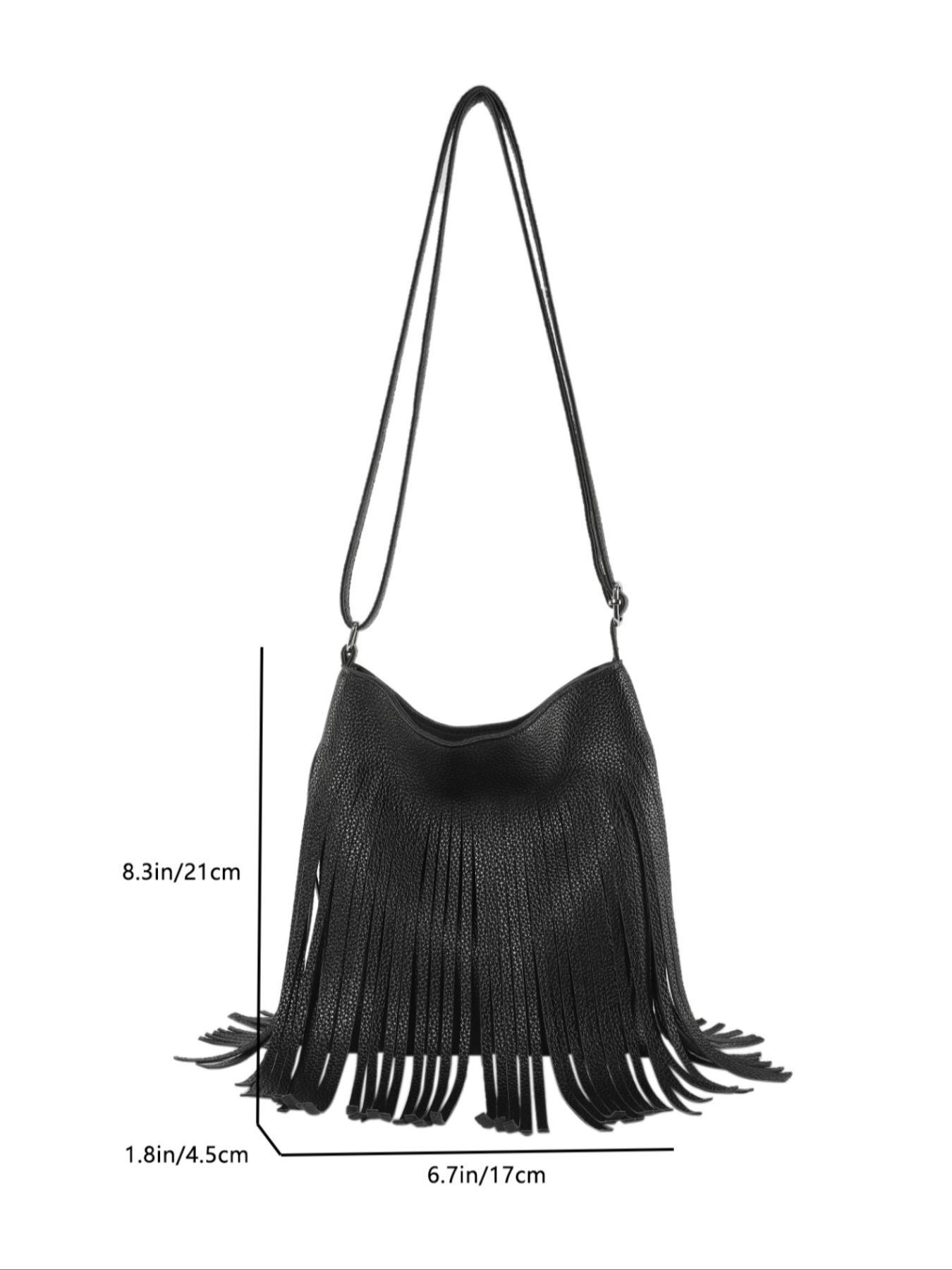 Women's Boho Tassel Decorated Crossbody Bag, Bohemian Pu Leather Shoulder Bag for Daily Used, Casual Trendy Versatile High-quality Daily Commuting Bag, Bags Crossbody, Purse Women, Girl Fashionable Shopping Bag, Summer Hobo, Boho Style Crossbody