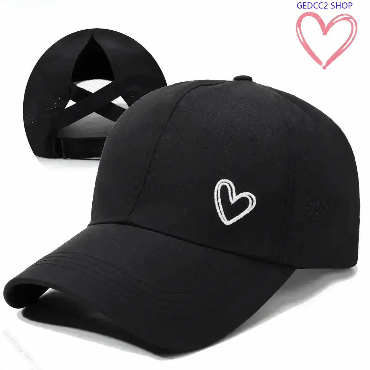 Women’s High Ponytail Baseball Cap, Breathable Mesh Sun Hat with Ponytail Opening, Lightweight Adjustable Sports Cap for Running, Golf, Travel & Daily Wear