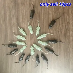 10-Pack Glow-In-The-Dark Halloween Soft Rubber Mice, Realistic Animal Design, Prank Scare Toys, Perfect for Haunted House Decorations