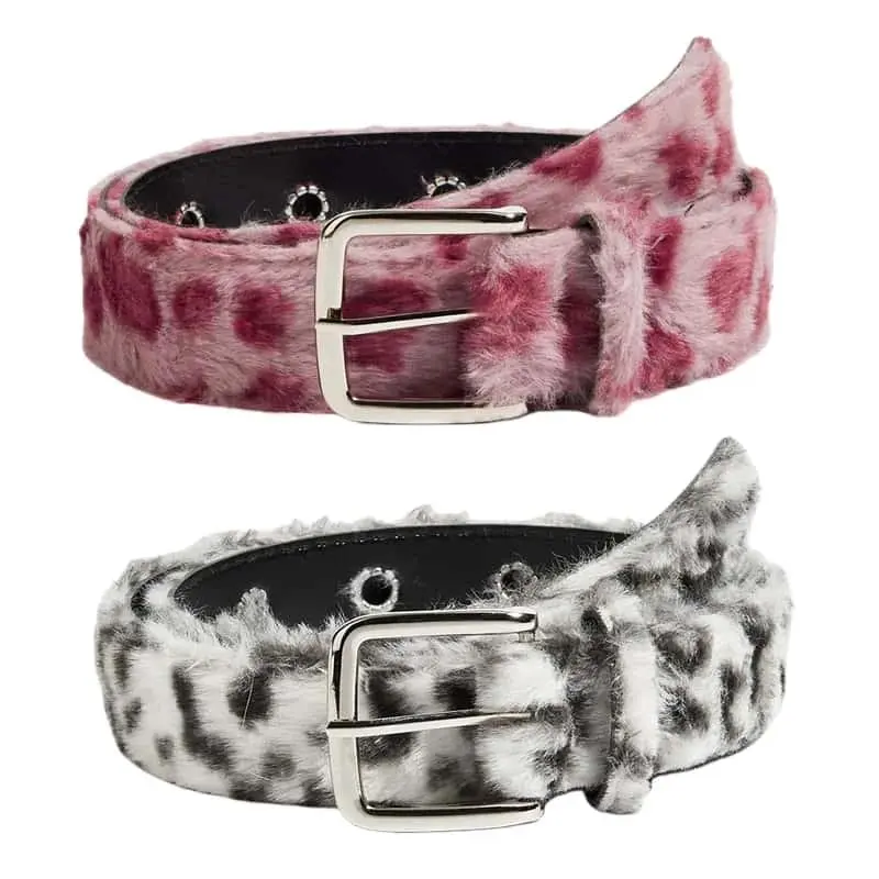Pink Plush Women's Belt Fashion Trend Y2k Girls Girdle Versatile Jeans Accessories Pu Pin Buckle Waistband