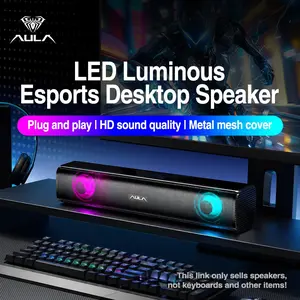 Aula N-170 Wired Desktop Speaker, Plug-And-Play, Mini Long Strip Design, Colorful LED Lights, HD Surround Sound, Compatible with PC, Phone, Smart TV