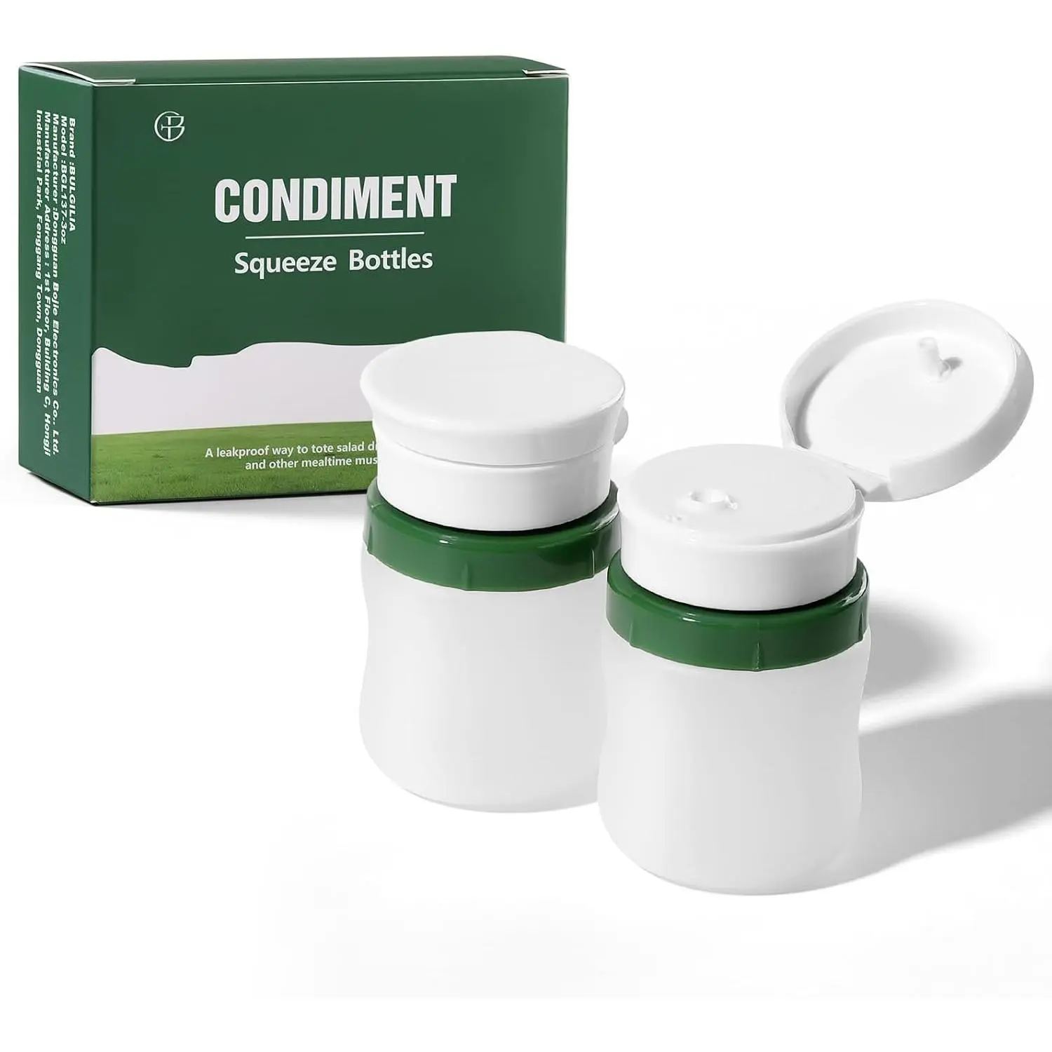 Condiment Squeeze Bottles, 1.3-oz salad dressing container to go, Leak Proof -  for Sauce, Ketchup, Dressing, Oil - Easy Pour & Clean,  Plastic - 2 PACK
