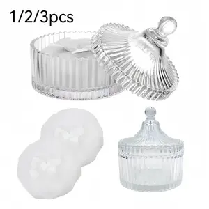 Luxury Body Powder Puff Set, Large Velvet Applicators with Clear Glass Storage Jar, Vanity & Bathroom Organizer, Essential Beauty Tool