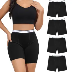 LEVAO Women’s Cotton Boxer Briefs – Seamless Breathable Sports Underwear, Soft Stretch No Show Panties, 4 Pack S-XL