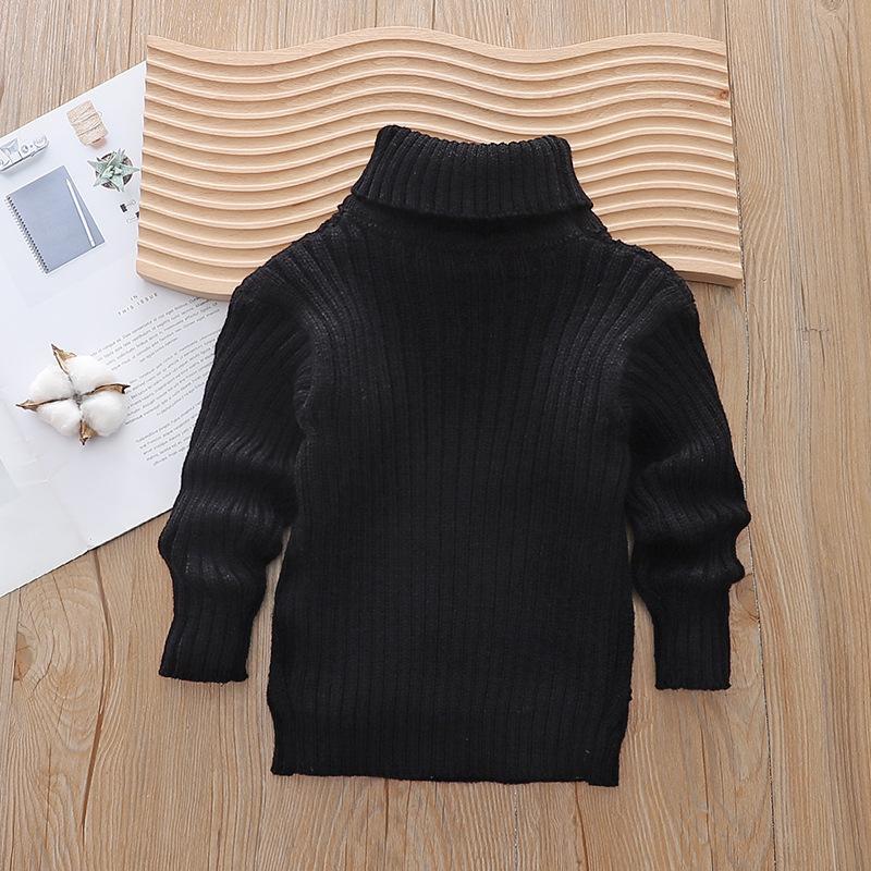 1pc Kids Cartoon Bear Turtleneck Sweater - 100% Acrylic Knit Fabric, Casual High Neck, Skinny Fit, Long Sleeve, Regular Length - Boys and Girls Fall/Winter Pullover Sweater