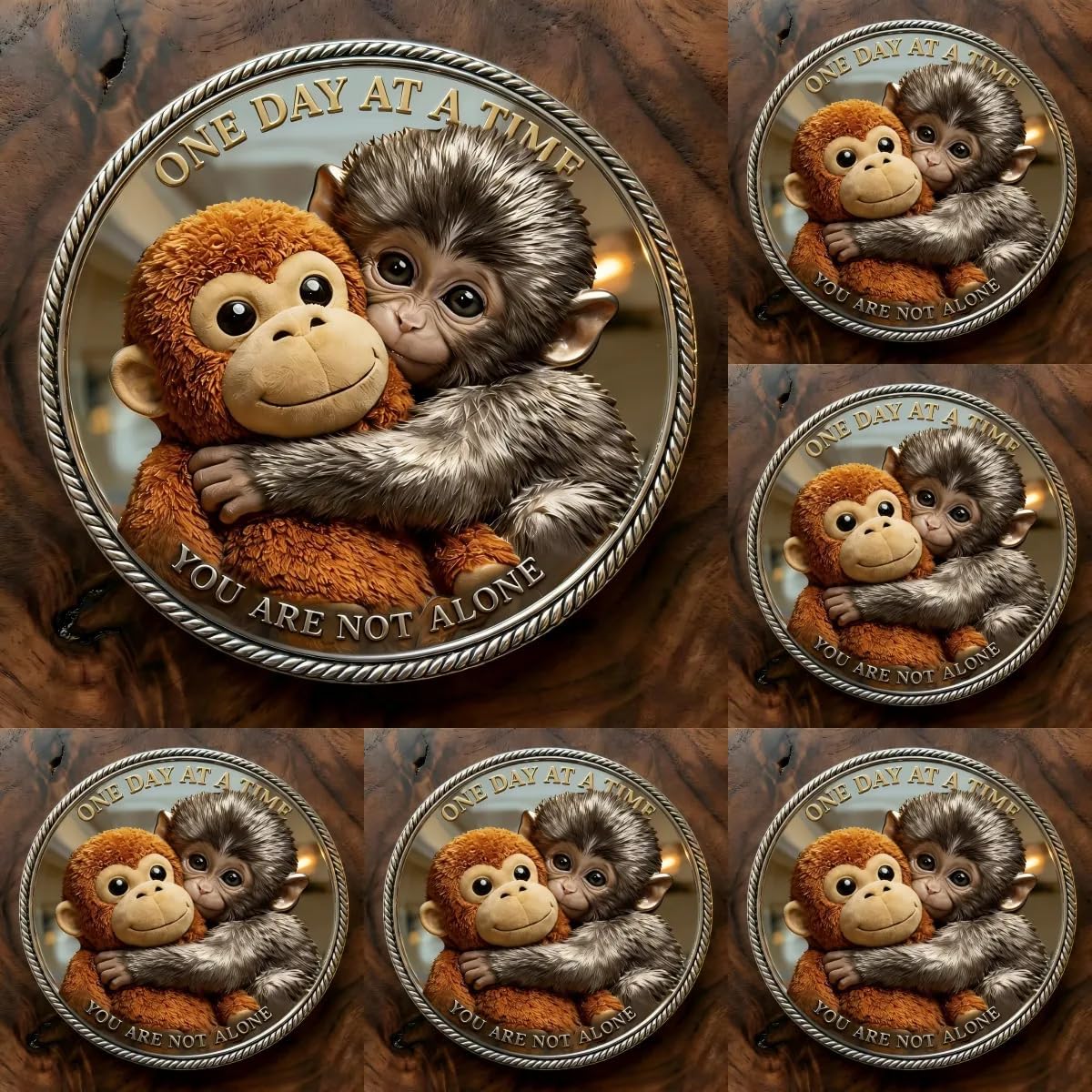 Emotional Support Monkey Coin, Punch Monkey Challenge Coin, It's Okay to Not Be Okay Token, Inspirational Punch Monkey Pocket Coin Gift for Mental Friendship, Anxiety Comfort (3 PCS)