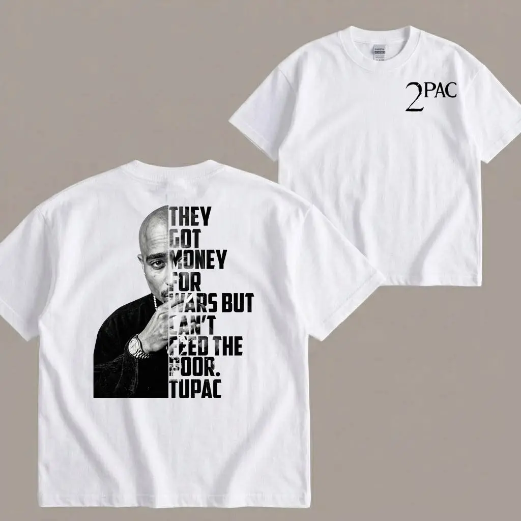 Women's Hip Hop Graphic T-Shirt with 2Pac Tupac Shakur Print, Soft 100% Cotton with Short Sleeves and Ribbed Round Neck, Hem, Stretchy, Breathable, Fabric