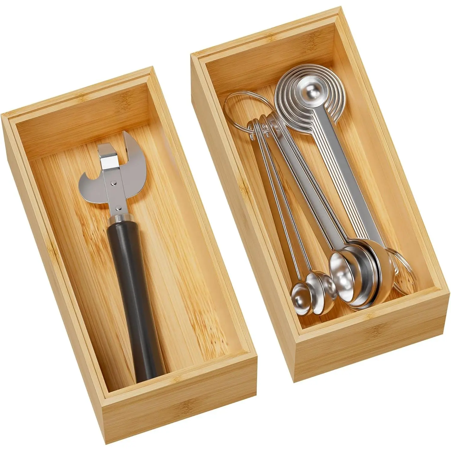 Kitchen Drawer Organizer Bins, Stackable  Deep Drawer Organizer for Silverware, Utensils, Cutlery, Flatware, Junk Drawer, Dresser, Bathroom, 6" x 3" x 2.5" (Set of 2)
