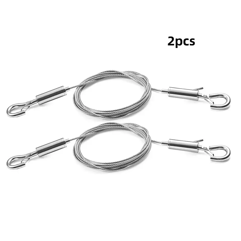 Adjustable Stainless Steel Wire Rope with Locking Clip, Rust-Resistant, 3m/4m/5m, for Gallery Art, LED Lights, Banners, Garden Plants