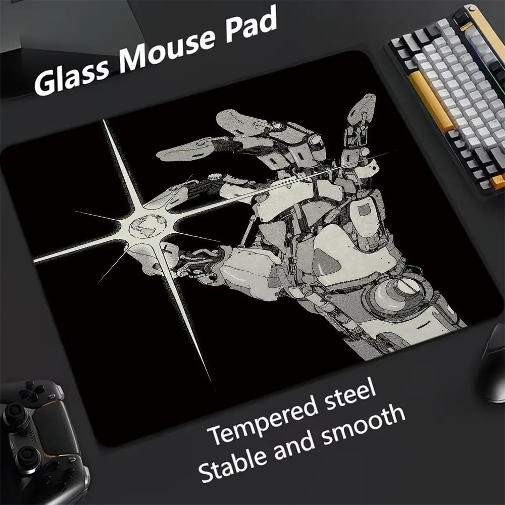 Mechanical Hand Glass Mouse Pad, Ultra-Smooth Tempered Glass, Large Size Gaming Mouse Pad, Ideal for Esports and Office Use, Tempered Glass Mousepad