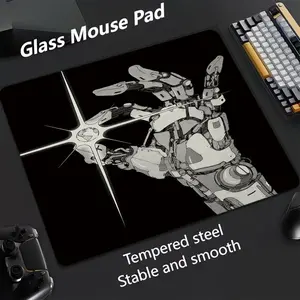 Mechanical Hand Glass Mouse Pad, Ultra-Smooth Tempered Glass, Large Size Gaming Mouse Pad, Ideal for Esports and Office Use