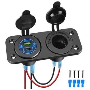 Nilight Pre-Wired 12V-24V Cigarette Lighter Socket, PD USB-C & USB Port Charger for Dashcam, Vacuum Cleaner with Fast Charging Function, Fast Charging Solution, Usb Powered Charging
