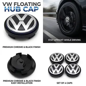4Pcs Floating Wheel Center Caps for Volkswagen VW 56mm 65mm, Auto-Leveling Wheel Hub Caps Logo Styles A-F for Golf MK7 MK6 MK8 Passat B8 Tiguan Jetta CC