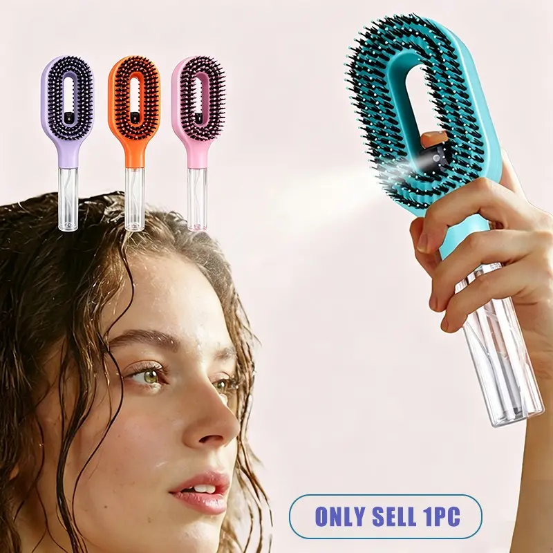 Two-In-One Spray Comb with Water Tank, Salon Misting Hair Brush for Hydration and Exfoliation, Fine Mist Design, Portable Lightweight Tool