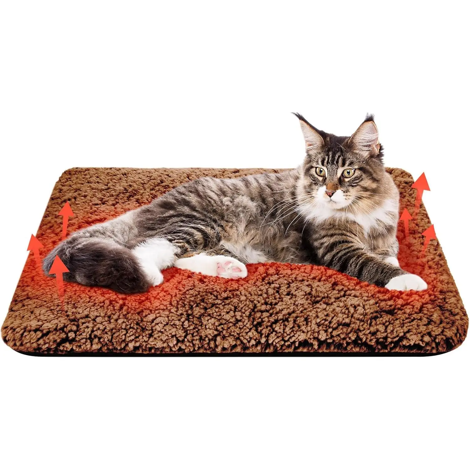 Self Warming  Mat  Heating Pad Washable,Brown,16 x 20 Inch | Warmer for  and  Bed, Anti-slip Bottom, Machine Washable, Safe Cordless Heating for Indoor or Feral Pets