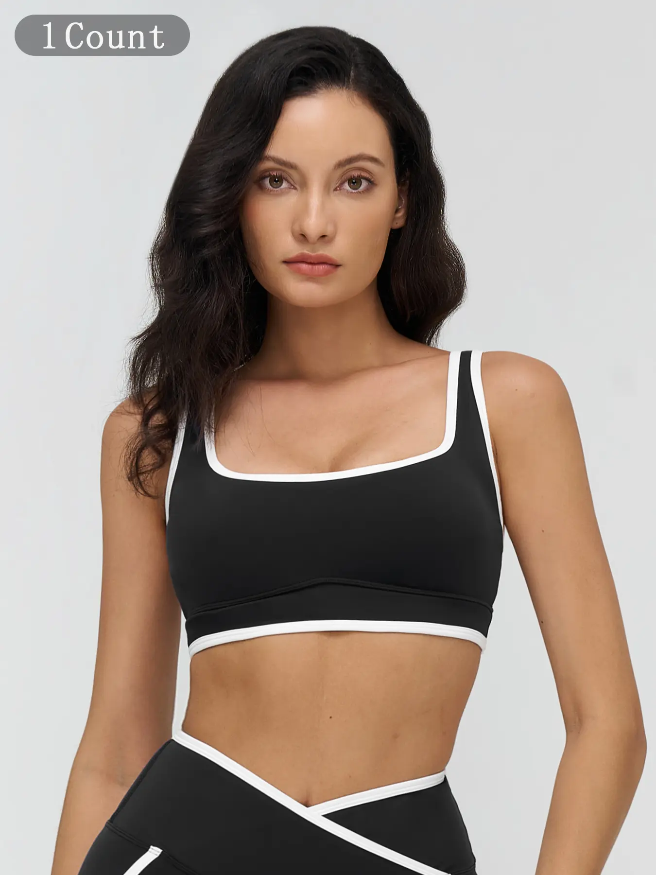 Women's Yoga Bralette, Large Square Neckline, Colorblock Design, High-End Feel, Running & Fitness Sports Bra, Comfortable Innerwear, Workout Bra, Sportswear Bra