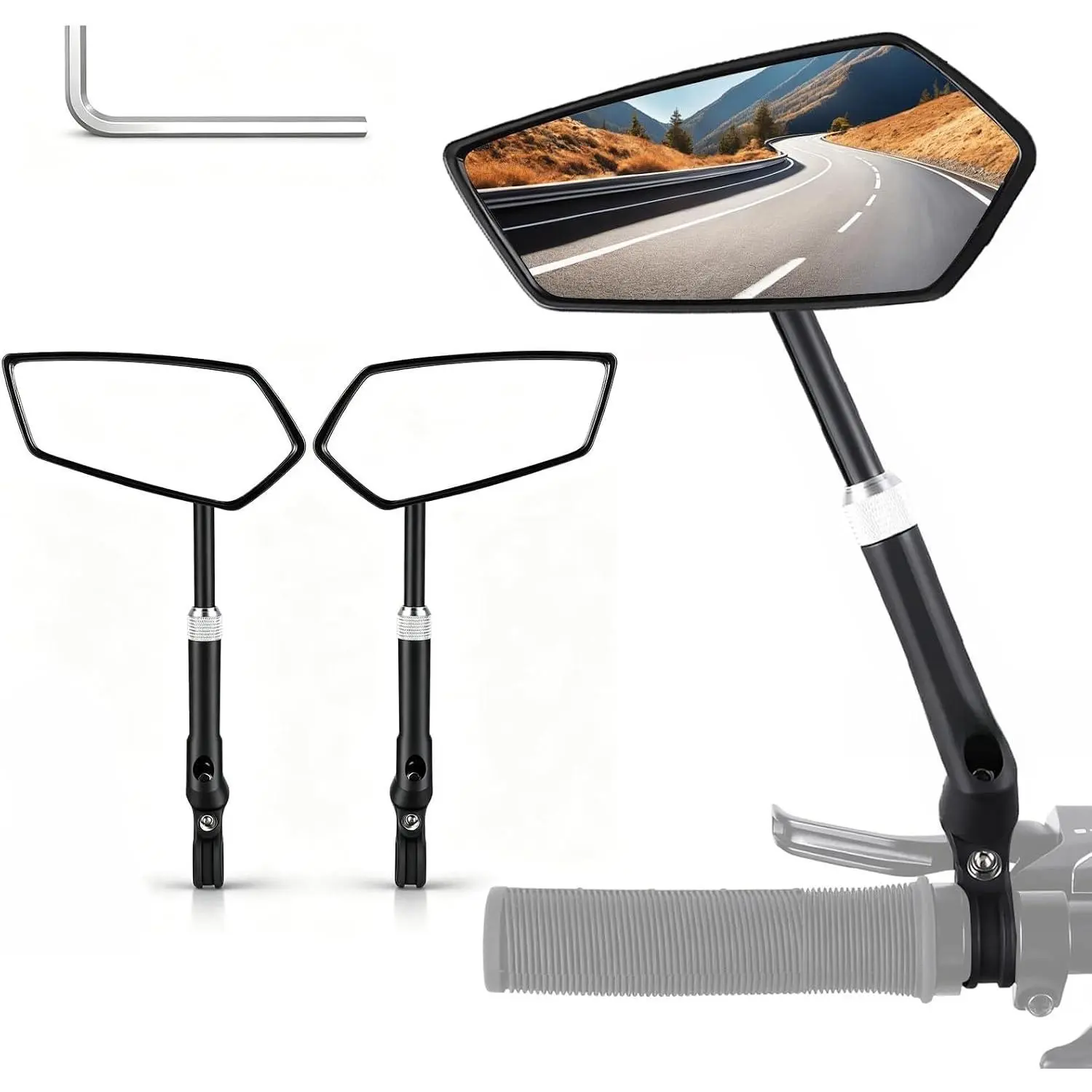 YUUISU  Mirror,2Pcs  Mirror Handlebar Mount 360°Adjustable, Anti-glare & Scratch Resistant Rear Mirror,Fit Mountain ,Folding ,Road ,E-,BMX,Adult Cyclists ( 0506)