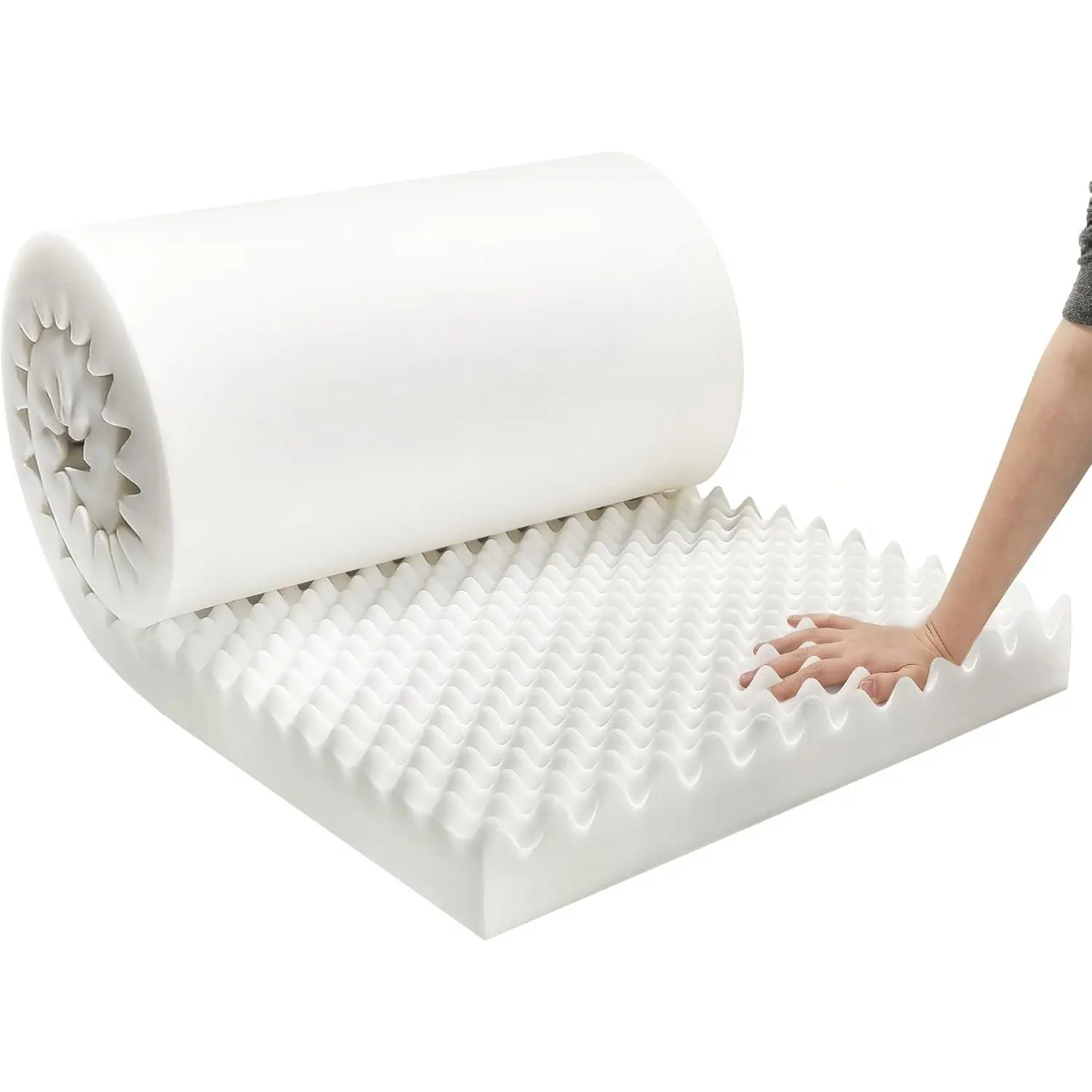 72 * 24 * 4 Inch Egg Crate Foam Padding Pressure-Relieving High-Density Upholstery Foam for Air Circulation Cuttable Cushion Pad for Sofa Chair Hospital