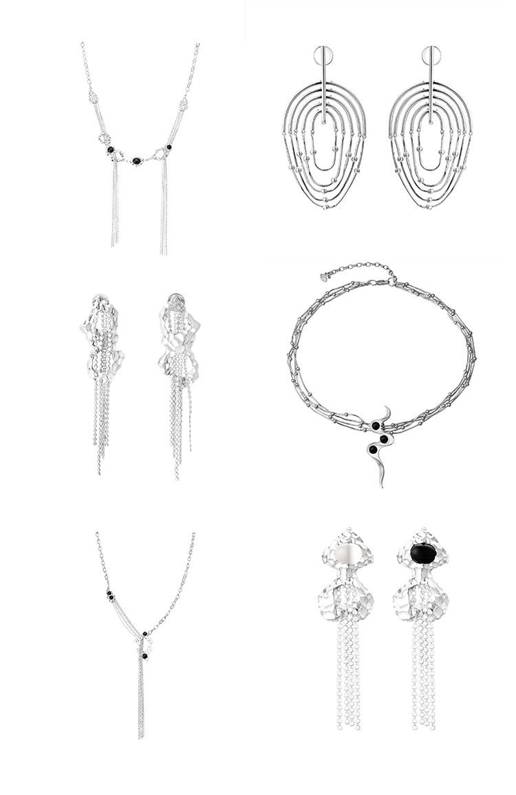 Copper alloy earrings, Tyndall series, multi-layer disc chain long fringed stud earrings INSANE niche original design