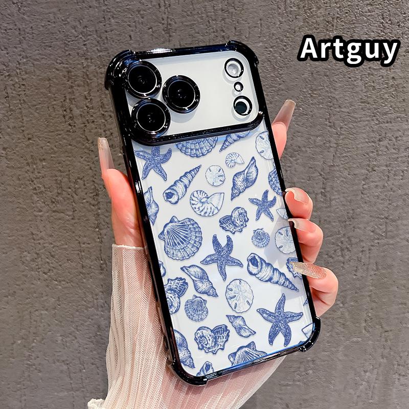 Phone Case for iPhone 17 Pro Max 16 15 Plus Air 14 13 12 11 E Abyss Opal Overture Pattern Four-corner Thickened Anti-drop Protective Silicone Cover Gift