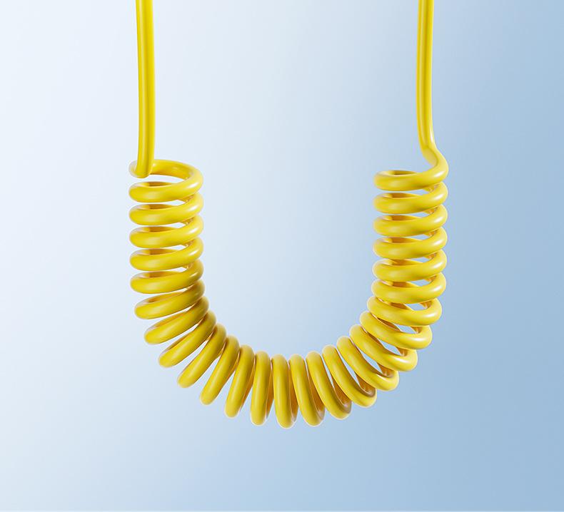 Super fast charging spring cable, 1.5m retractable 100W four-in-one data cable, car charging cable