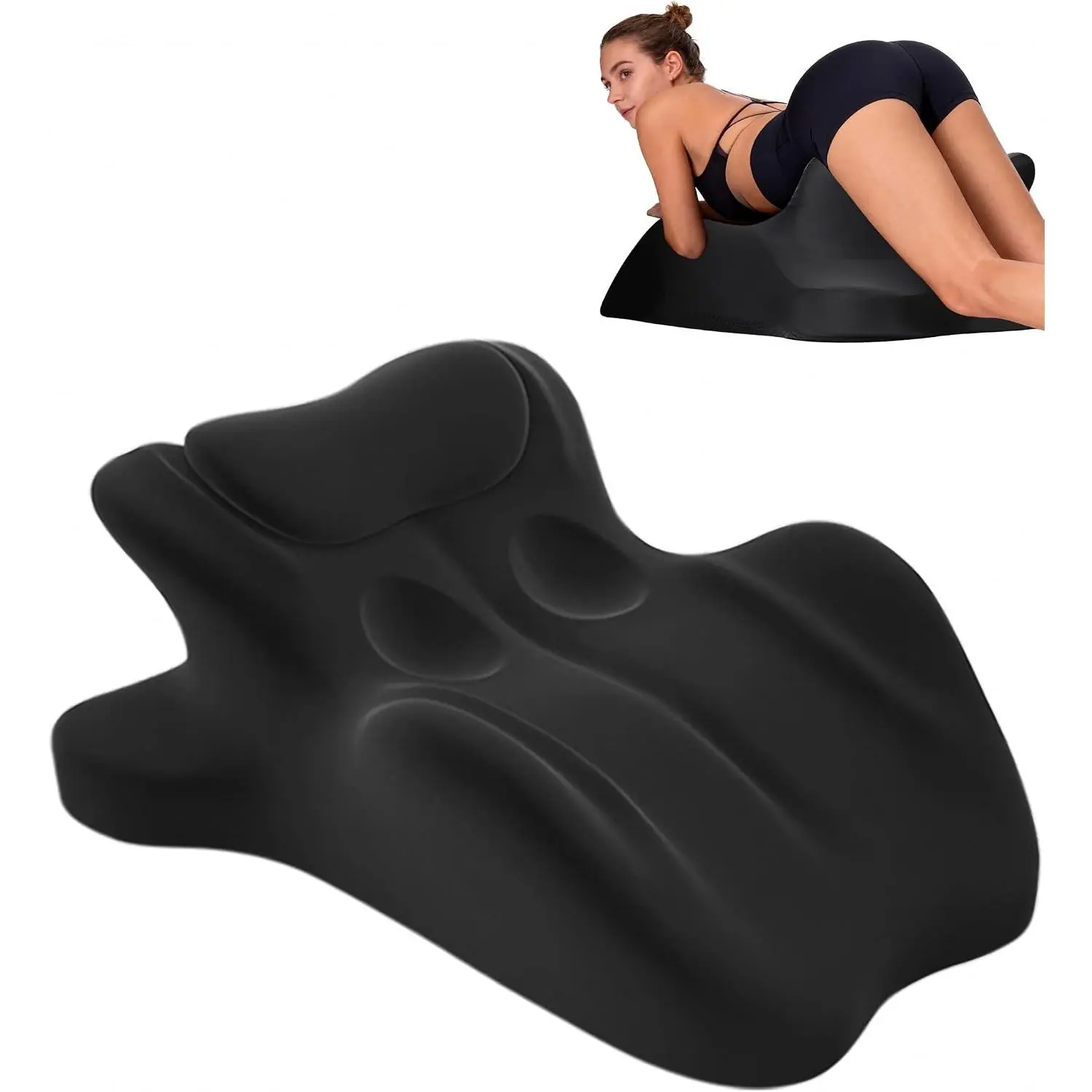 Memory Foam Intimacy Couples Pillow, 27° Ergonomic Wedge, Black | Intimate Postures, Stomach-Down Positioning, Supports Upper Body Neck Legs And Back, Resting or Reading In Bed