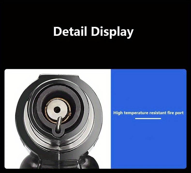 Portable High Fire Metal Lighter, with Safety Lock & Adjustable Flame, Multifunctional Kitchen Barbecue Cigar Lighter, Outdoor Windproof Turbine Gas Lighter, Men'S Gifts (No Gas), Without Battery