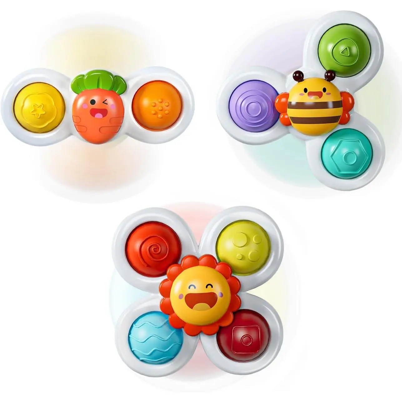 3PCS Suction Cup Spinners: Fidget Toys  1 Year Old Boy Girl, Sensory Bath Toys  Toddlers 1-3, Stocking Stuffers & Birthday Gift  Babies 10+ Months