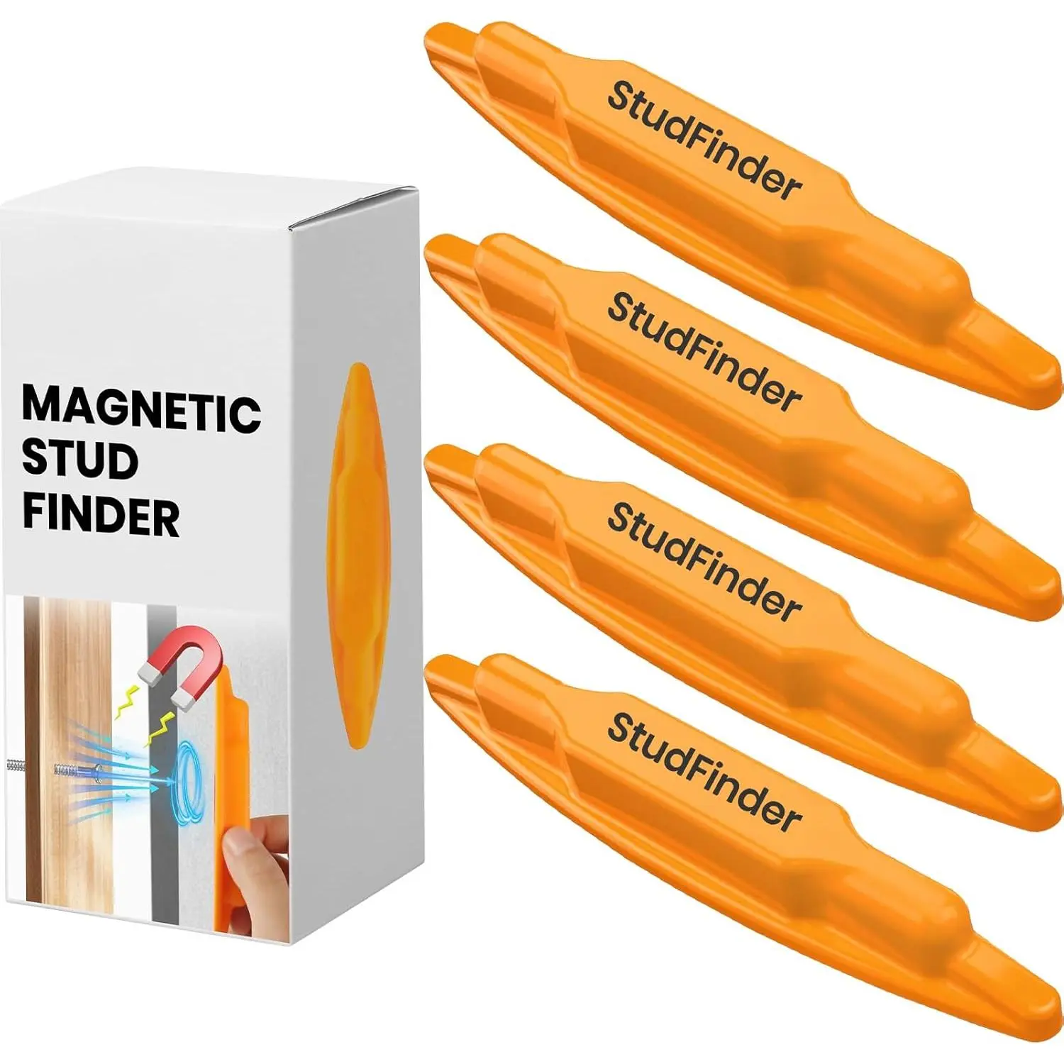 (4-Pack) Calvana Magnetic Stud Finder Wall Scanner, Stud Finder Magnet, Wall Detector Scanner, Compatible with All Drywall Construction, No Batteries Required, Wall-Friendly Construction,Easy to Use