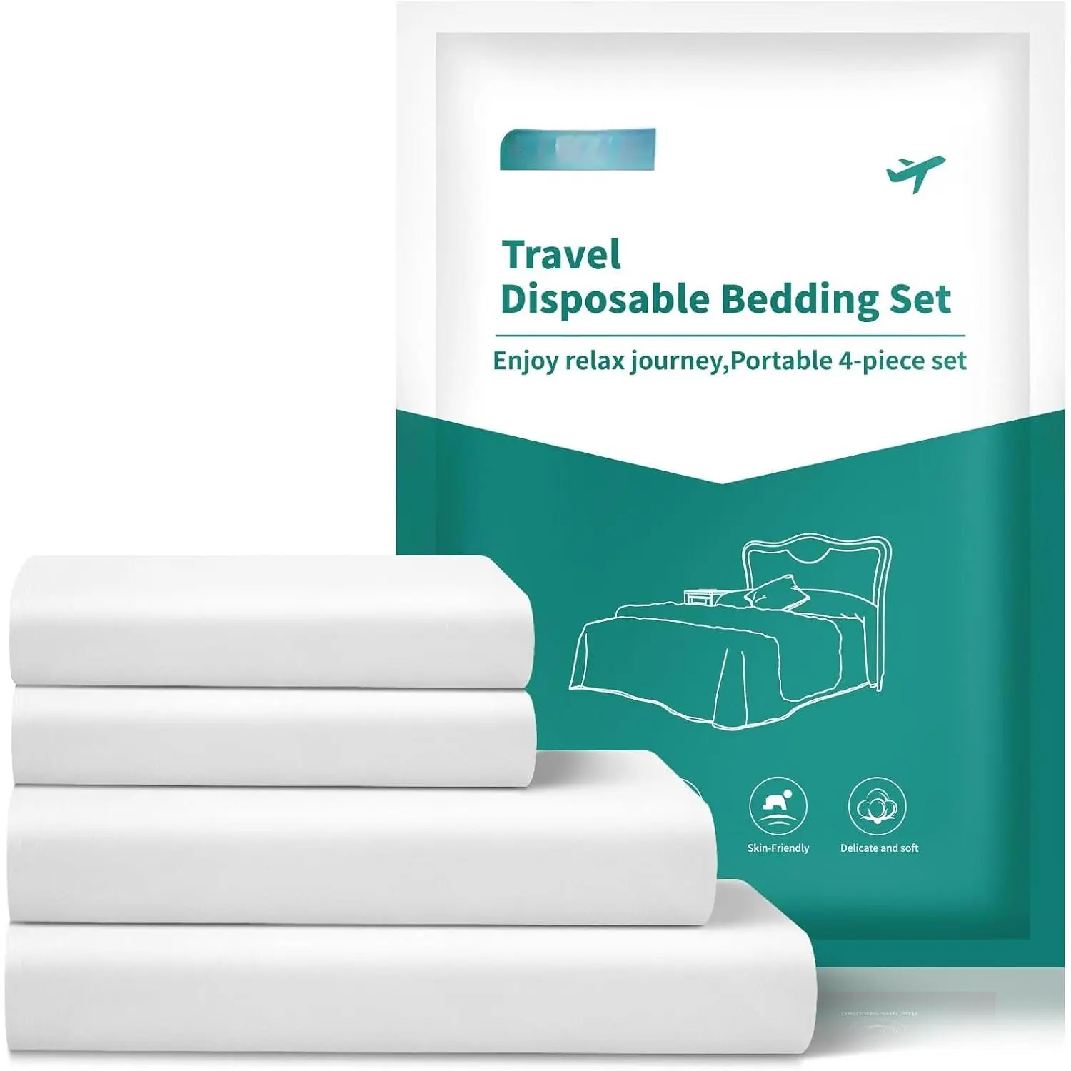 Disposable Bed Sheets for Hotel,  Size Travel Disposable Bedding Set,Disposable Duvet/Comforter Cover,Safe and Portable for Travel,Contains 1bed Sheet 1quilt Cover and 2pillowcases