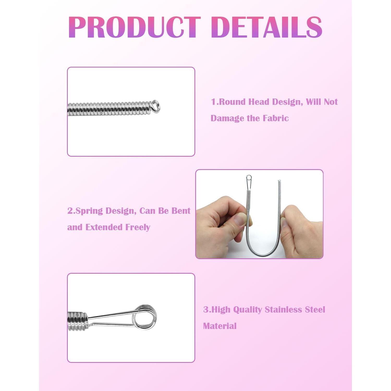 Spring Drawstring Threader,4Pcs Flexible and Elastic Drawstring Threader Tool DIY Rope Threader Clip Hoodie String Replacement Drawstring Puller for Sweatpants,Shorts,Jackets,Coat