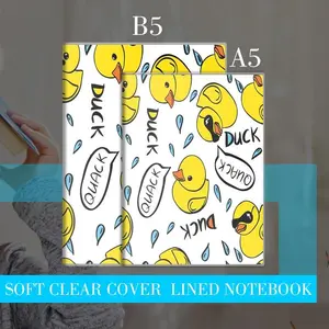 Whimsical Cartoon Yellow Rubber Duck Print Notebook, Double-Sided Pattern with Playful "QUACK" Speech Bubbles & Cute Duck Expressions, Multiple Specifications Available, Ideal for Office Daily Records & Casual Note-Taking