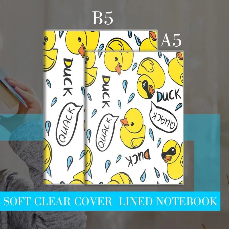 Whimsical Cartoon Yellow Rubber Duck Print Notebook, Double-Sided Pattern with Playful "QUACK" Speech Bubbles & Cute Duck Expressions, Multiple Specifications Available, Ideal for Office Daily Records & Casual Note-Taking