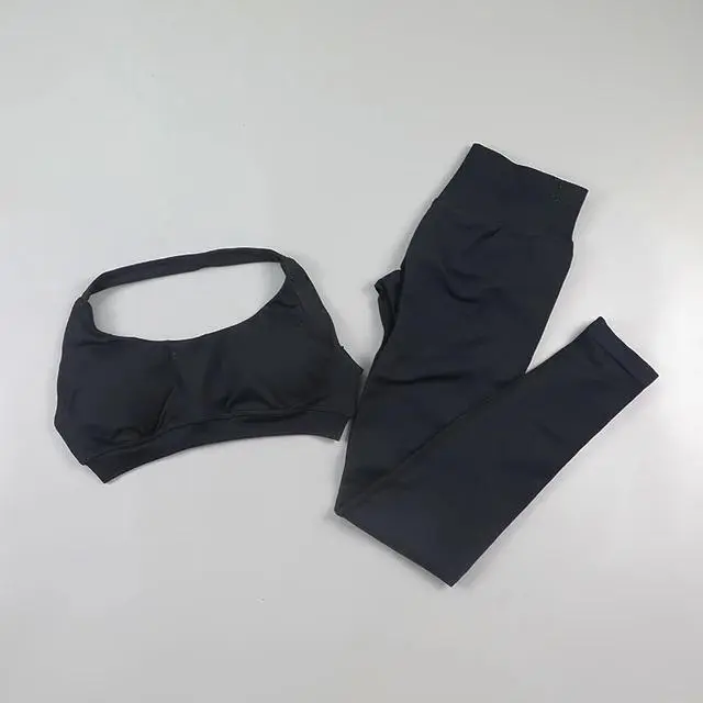 Women'S 2-Piece Seamless Ribbed Sportswear Set - Medium-Support Crop Top & High-Waisted Squat-Proof Leggings For Womens Fitness, Everyday Active, Gym Baddie, Athleisure Wear, Crop Top Women's Sportswear Set, 2Pcs Women's Sportswear Set