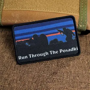 Run Through The Posadki Tactical Patch Outdoor Adventure Morale Badge Soldier Silhouette Hook and Loop Printed Patch