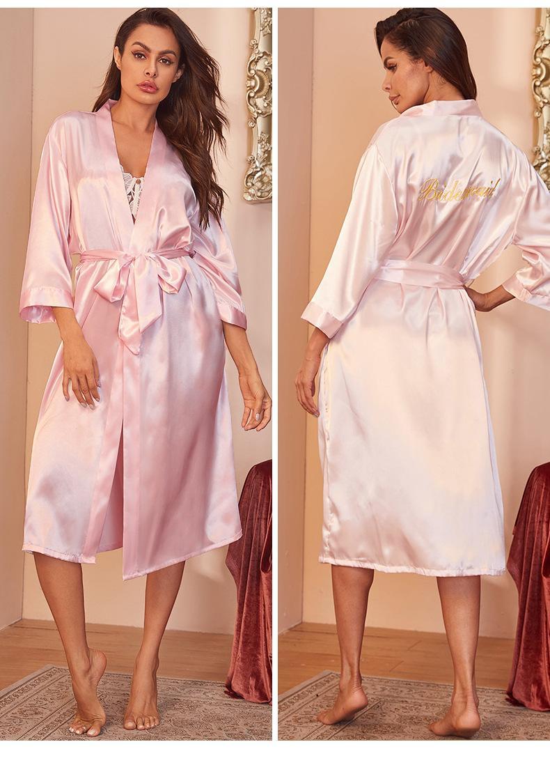 Women Kimono Bathrobe Gown Sexy Sleepwear Satin Home Clothing Intimate Lingerie Casual Bride Bridesmaid Wedding Gift Nightgown