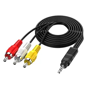 3.5 mm to RCA AV Camcorder Video Cable,3.5mm 18 TRRS Male to 3 RCA Male Plug Adapter Cord TV,Smartphones,MP3, Tablets,Speakers,Home Theater - 5ft1.5M