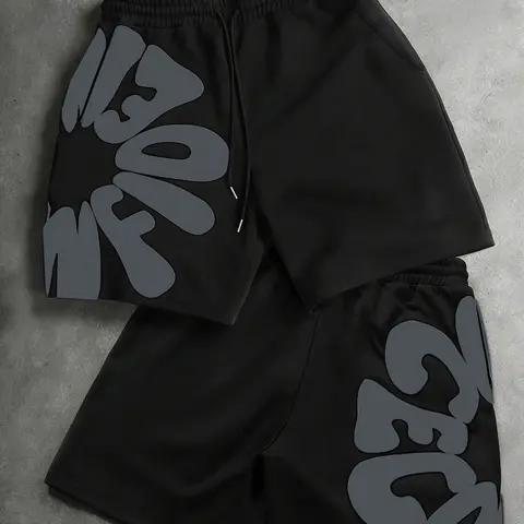 Men's Summer Loose-Fit Letter Print Daily Casual Shorts, American Street Style Sporty Five-Quarter Pants, Casual Clothing for Men, Summer Fashion Shorts