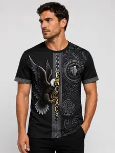 2026 Summer Mexican Flag 3D Eagle Pattern Men's T-Shirt, Quick-Dry Breathable, Outdoor Football, Family Wear, Long Sleeve, Slim Fit